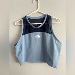 The North Face Women's Light Blue and Navy Crop Top